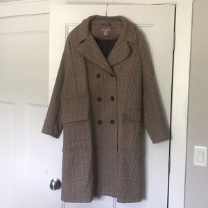 H&M Plaid Trench Car Coat Size 18